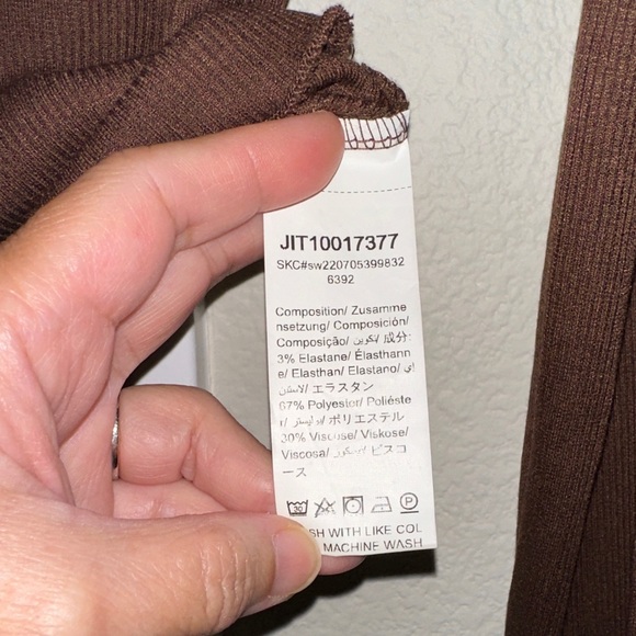 SHEIN Brown ribbed long sleeve crop top women size small - Picture 5 of 7